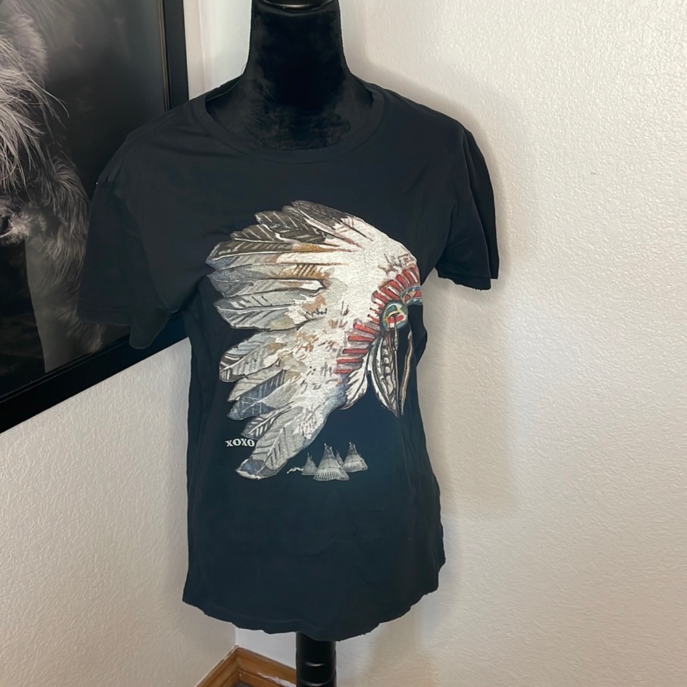 Black Indian Print T-Shirt